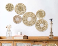 Paniers suspendus en jonc de mer naturel tressé à la main, style bohème, 11,8'' 9,8'' 7,9'', pour décoration murale, en couleur unie