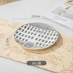 Tasse à café en céramique, assiette ronde, mug architectural romain doré européen, tasse à thé rouge de luxe léger et haut de gamme - Product Image 6