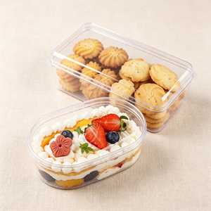 Récipient élégant en plastique PS transparent recyclable avec couvercle à fermeture rapide pour fruits, pâtisseries, mousses, tiramisu, gâteaux à étages, desserts - Product Image 3
