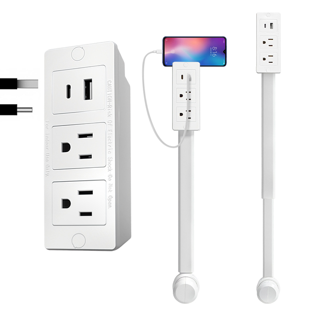 Rotates 180° Outlet Extender Stick Multi Plug Wall Outlet Extender Strip Electric Outlet Extender for Behind Couches