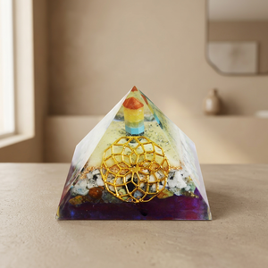 Crystal Orgone Pyramid <b>Chakra</b> Bounded Point Life Feng Shui Style Handpolished Durable Gemstone Mascot Meditation Business Gift - Product Image 1