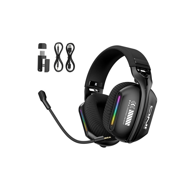 ONIKUMA GT808 Tri-mode Stereo 2.4GHz Wireless Headphone Wired+BT 5.3 Gaming Headset with Microphone RGB Over-ear Headphones