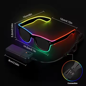 Fabricante Popular multicolor EL Wire <span class=keywords><strong>LED</strong></span> Light-up Gafas Suministros para fiestas Gafas de sol Carnaval Navidad Decoración Cumpleaños - Product Image 3