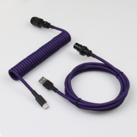 Câble USB Type-C enroulé sur mesure pour clavier mécanique de jeu avec gaine en nylon, design aviateur métallique détachable, charge rapide 3A