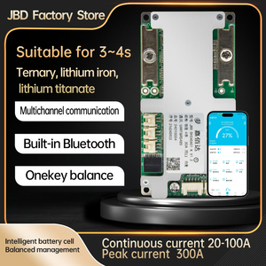 JiaBaiDa 20A-100A 3.2V-3.7V Li-ion 3S-4S <b>12V</b> Smart BMS PCBA with UART/485/CAN Series Connect - Product Image 2