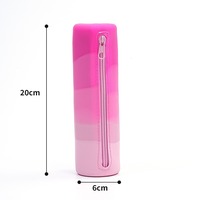 Pochette à crayons en silicone dégradé avec fermeture éclair, étui à stylos, rangement de papeterie, porte-stylos pour étudiants et écoliers