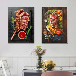 Arte Murale <span class=keywords><strong>per</strong></span> <span class=keywords><strong>Cucina</strong></span>, <span class=keywords><strong>Poster</strong></span> e Stampe di Spezie e Cibo, Dipinti su Tela Decorativi <span class=keywords><strong>per</strong></span> Ristoranti Occidentali con Immagini di Bistecca, Aragosta e Zuppa - Product Image 2