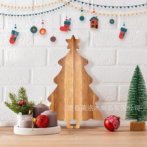 Wooden <b>Christmas</b> Tree Cutting Board Solid Wood Multifunction Fruit And Bread Tray For Holiday Decoration - Product Image 3