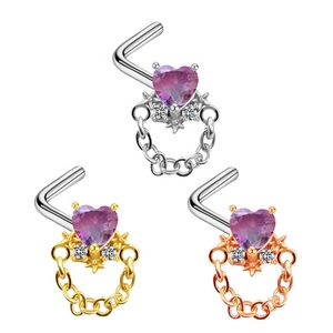 <span class=keywords><strong>Gaby</strong></span>-tachuelas de acero quirúrgico con forma de l, joyería para piercing corporal, mariposa, estrella, nieve, abeja, diamante - Product Image 4
