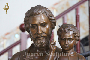 Iglesia Religiosa Decoración Bronce <span class=keywords><strong>Joseph</strong></span> Con Niño Jesús Estatua Esculturas para la venta - Product Image 3