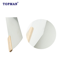 Couteau à mastic Topman 600 mm en acier inoxydable argenté de 0,3 mm d'épaisseur, type couteau courbé, grattoir à peinture, manche en bois de hêtre, pour le collage de plaques de plâtre