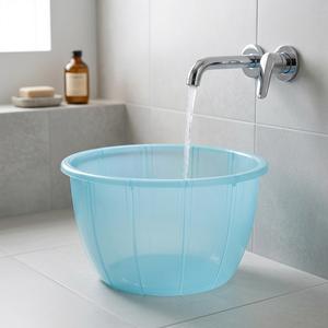 Baignoire et bac à laver portables en plastique PP bleu rond pour adultes, style simple sans couvercle, pour utilisation en salle de bain - Product Image 1