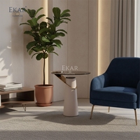 Meubles EKAR |   Verre fumé Aura &amp;   Table d'appoint sur piétement métallique - Accent de luxe moderne