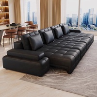 Sofá Seccional Eléctrico Reclinable de Cuero Negro, Modular, para Apartamento u Hospital, Diseño Moderno, Multiusos