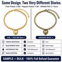 Meilleure Vente 2026 – Bracelet Personnalisé en Acier Inoxydable Plaqué Or 18K avec Maillons et Breloques Cœur Chic – Vente en Gros