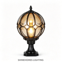 Lampe de pilier extérieure vintage, IP54, étanche, en aluminium moulé sous pression, verre ambré, LED, pour villa, jardin, parc, éclairage paysager