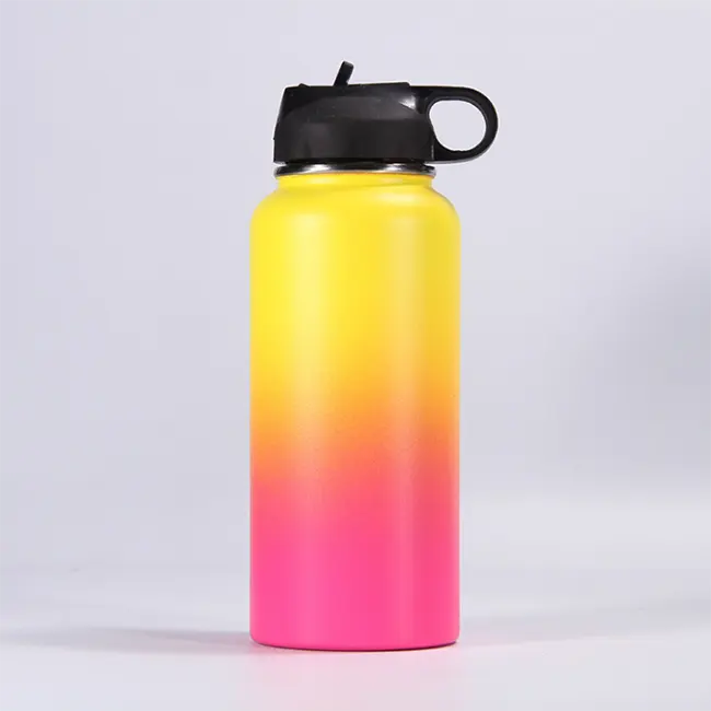 Large volumen 950ml edelstahl wasser sport flasche 2-farben gradienten vakuum glaskolben mit direkt trinken deckel