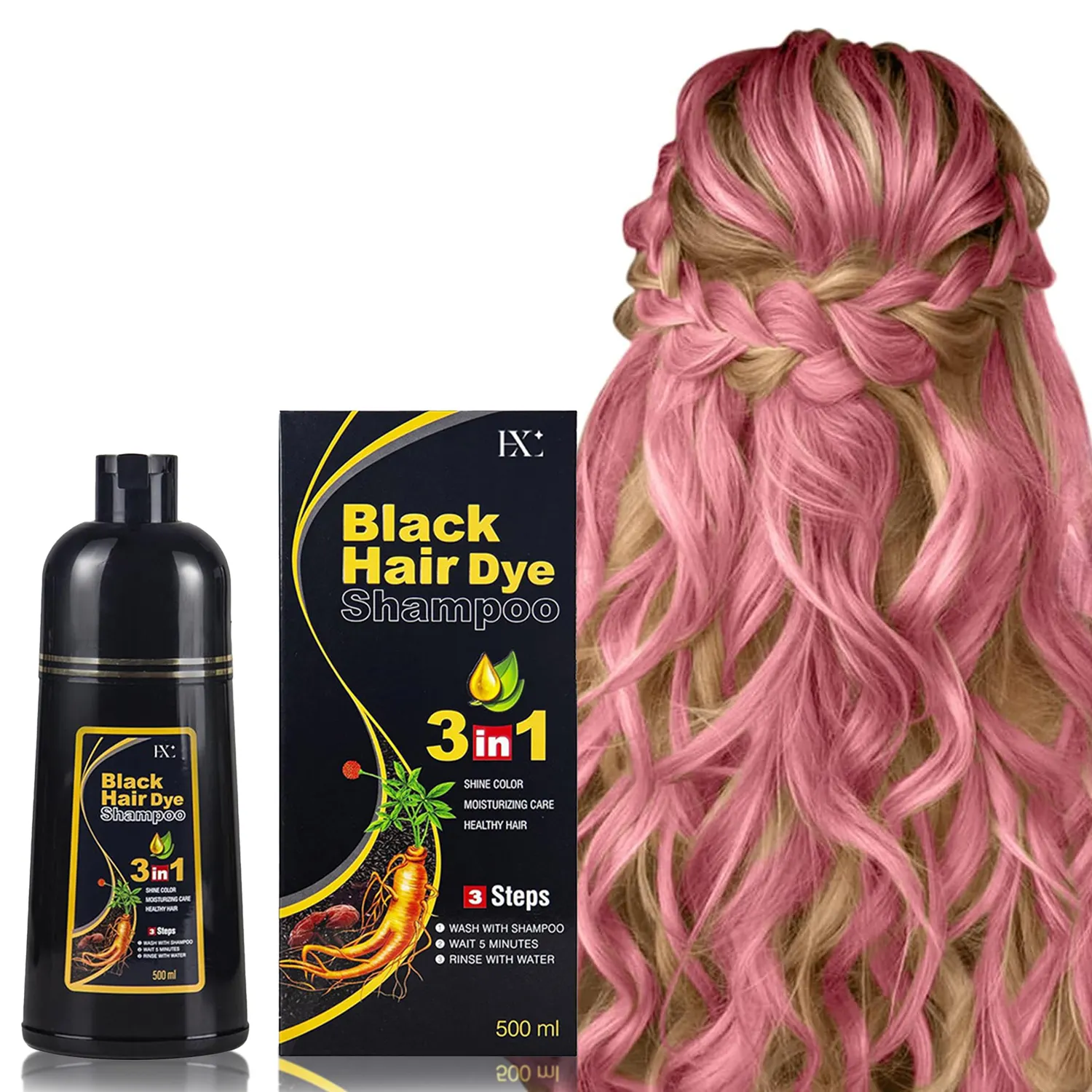Shampooing de teinture pour cheveux noirs 3 en 1 à base de plantes magique permanent sans ammoniaque marque privée couverture pour cheveux gris couleur de cheveux 7 coloré mode