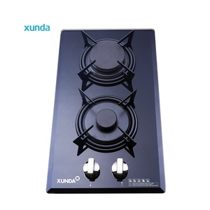 Xunda Chine Prix de gros usine Plaque de cuisson à <span class=keywords><strong>gaz</strong></span> encastrable 30 cm <span class=keywords><strong>Domino</strong></span> 2 brûleurs avec verre trempé noir - Product Image 2