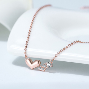 coreano de corazón de joyería collar venta al por mayor de Plata de Ley chapado en oro <span class=keywords><strong>rosa</strong></span> collar de encanto para las mujeres - Product Image 3