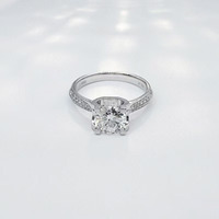 Bague de fiançailles tendance et classique en platine Pt950 avec tête de taureau à 4 griffes et diamant de laboratoire pour femme