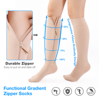 Chaussettes de compression professionnelles pour femmes, hauteur genou, bout fermé, avec fermeture éclair durable, 15-20 mmHg, pour prévenir les varices