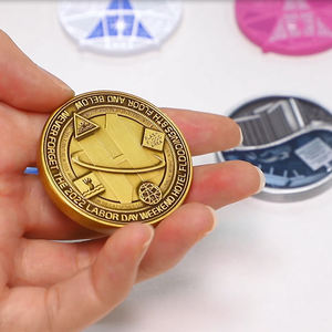 아연 합금 맞춤형 이중 로고 투명 에나멜 3D 금 은 황동 금속 앤티크 모던 맞춤 도금 도시 - Product Image 2