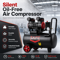Compresseur d'air à piston portable, silencieux, sans huile, de qualité industrielle, à deux étages, avec moteur lubrifié par réservoir, plusieurs modèles