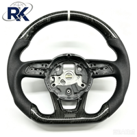 Volant en fibre de carbone véritable et suède blanc à fond plat pour Audi A3 A4 A5 Q3 Q5 2008-2022, directement de l'usine