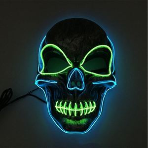 Masque de fête lumineux LED pour le Nouvel An 2025, décoration d'Halloween en PVC, masque de mascarade effrayant à LED brillant - Product Image 1