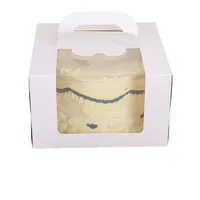 Boîte à gâteaux et biscuits personnalisée pour pâtisserie, avec poignée transparente, en carton ivoire, finition mate, carrée, avec fenêtre