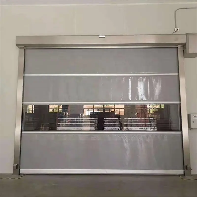 Pvc cepat pintu gulung terisolasi motor kecepatan tinggi roller shutter pintu untuk pabrik gudang