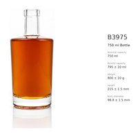 Bouteille en verre mate personnalisée de 750 ml pour spiritueux, vodka, gin, tequila, jus, alcool, avec bouchon