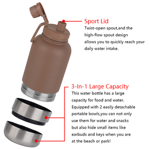 Logotipo personalizado OEM 32oz 3 en 1 Alimentador de mascotas aislado de acero inoxidable 1000ml Botella de agua portátil de viaje al aire libre para perros - Product Image 4