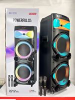 JBR-1226 Haut-parleur professionnel d'extérieur complet avec entrée AUX, FM, TWS, 12 pouces, rechargeable, avec deux microphones sans fil pour le chant