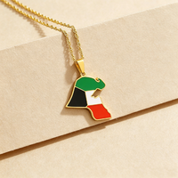 Collier tendance avec pendentif en acier inoxydable couleur acier, surface polie, motif carte de l'Éthiopie et drapeau national