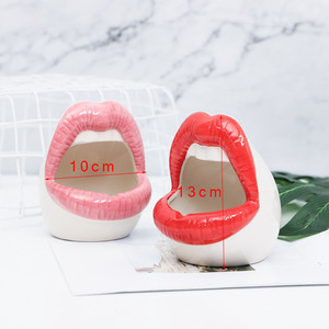 Cendrier à lèvres mignon en céramique 2023 Aliexpress, Design créatif, <span class=keywords><strong>jardinière</strong></span> <span class=keywords><strong>Sexy</strong></span>, Pots de fleurs, décoration de bureau, Offre Spéciale - Product Image 4