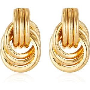 Orecchini a Nodo Placcati in Oro 14k per Donne, Orecchini alla Moda in Oro e Argento - Product Image 4