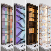 Armoire de cuisine haut de gamme en acier inoxydable et acrylique avec éclairage RGB intégré pour salle à manger moderne et rangement de cuisine