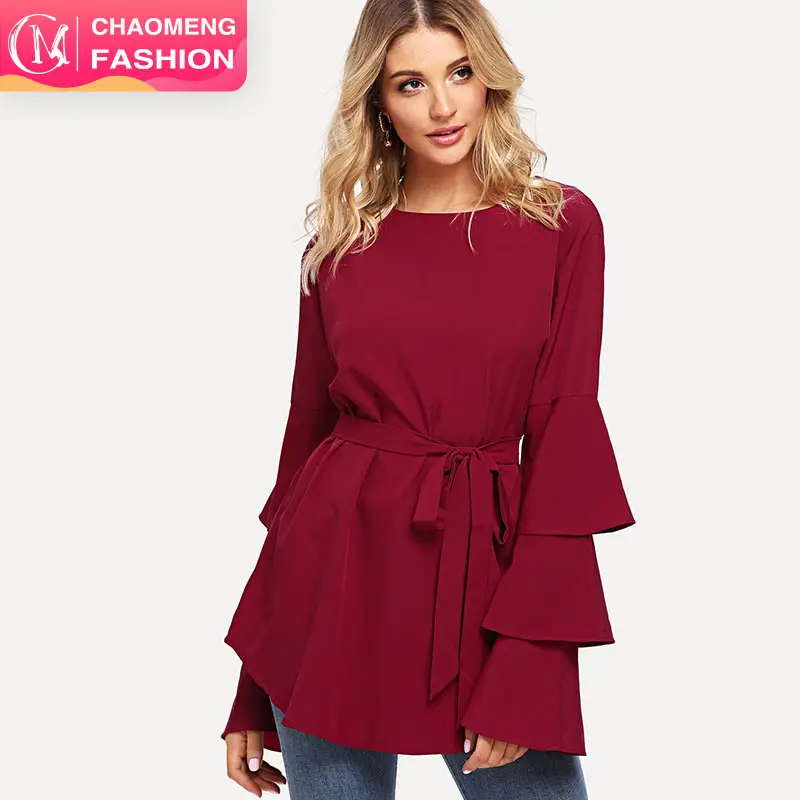 2028# Plus size full long sleeves lady tops women's tunic tops dress blouse muslimah wholesale islamic clothing