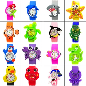 Çocuk tokat izle sevimli hayvan karikatür kuvars Analog kol saatleri şeker renk silikon spor izle çocuklar öğrenci hediye saatler