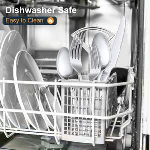 Juego de Cubiertos Modernos de Acero Inoxidable para Restaurante, Incluye Cucharas, Tenedores y Cuchillos Plateados a Bajo Precio para Fiestas y Hogar - Product Image 6