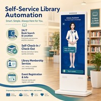Quiosco Interactivo con IA para Bibliotecas Públicas, Reconocimiento de Voz en 30 Idiomas, Guía Inteligente con Pantalla Táctil Capacitiva para Uso en Ascensores