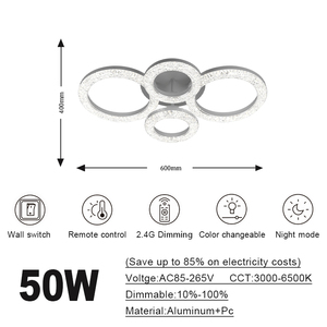 Trang trí Dimmable điều khiển từ xa đèn trần Acrylic vòng hình dạng dẫn vòng tròn ánh sáng Trần cho phòng ngủ - Product Image 5