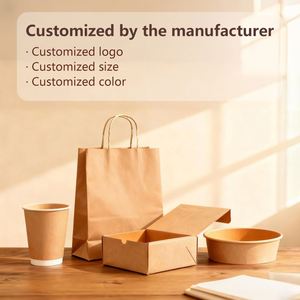 Sac d'emballage en papier kraft en gros, sac de shopping artisanal brun et blanc, sac d'emballage en papier kraft avec logo personnalisé - Product Image 4