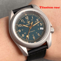 Tandorio 40mm caja de titanio NH35 NH36 Movt relojes para nuevos hombres Vintage Verde Negro Dial 20ATM zafiro impermeable 3,8 corona
