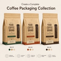 Sacs à café personnalisés en kraft à fond plat avec fenêtre et valve pour torréfacteurs, grains de café et emballages de marque privée