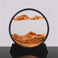 Tableau d'art en sable mouvant 3D personnalisé avec logo, en verre rond, thème mer profonde, cadeau artisanal, sablier liquide, peinture de sable fluide