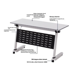 Table de formation pliante combinable, table de conférence et bureau de lecture long pour institutions, table de cours de tutorat à roulettes - Product Image 5