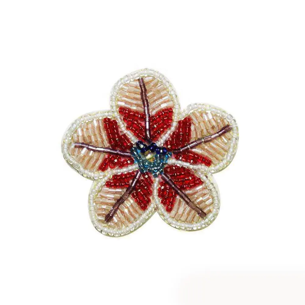 Wholesale Fancy hand beaded trim women shoes accessories decorative flower motifs seed bead patch